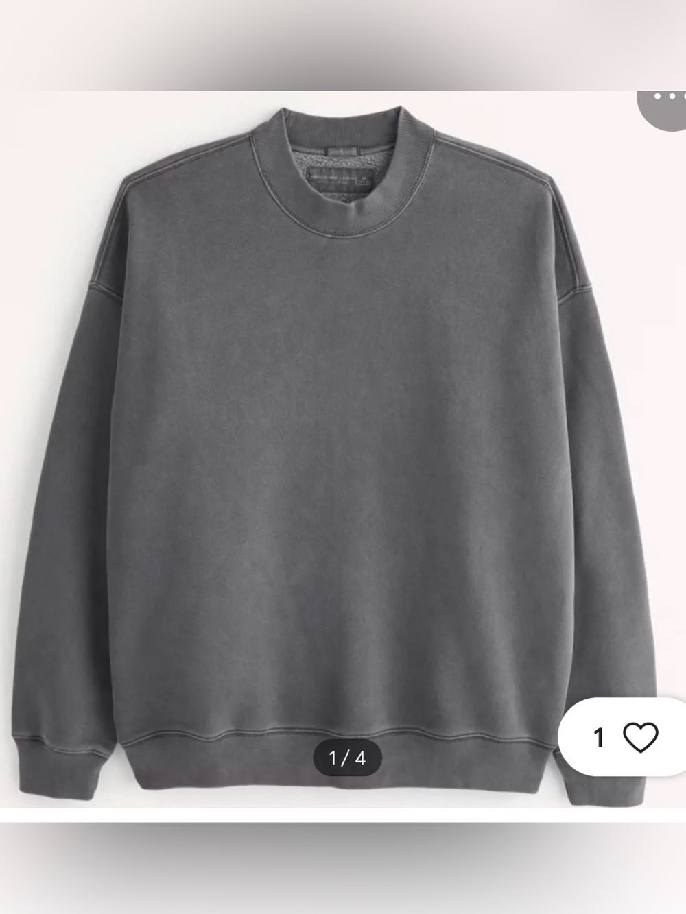 Abercrombie & Fitch Essential Crew Sweatshirt Washed Gray Size S